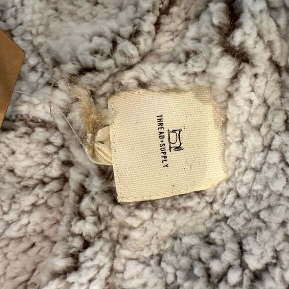 Thread + Supply Womens Large Sherpa Vest Gray Full Zip FrontPockets High Neck - Picture 8 of 14